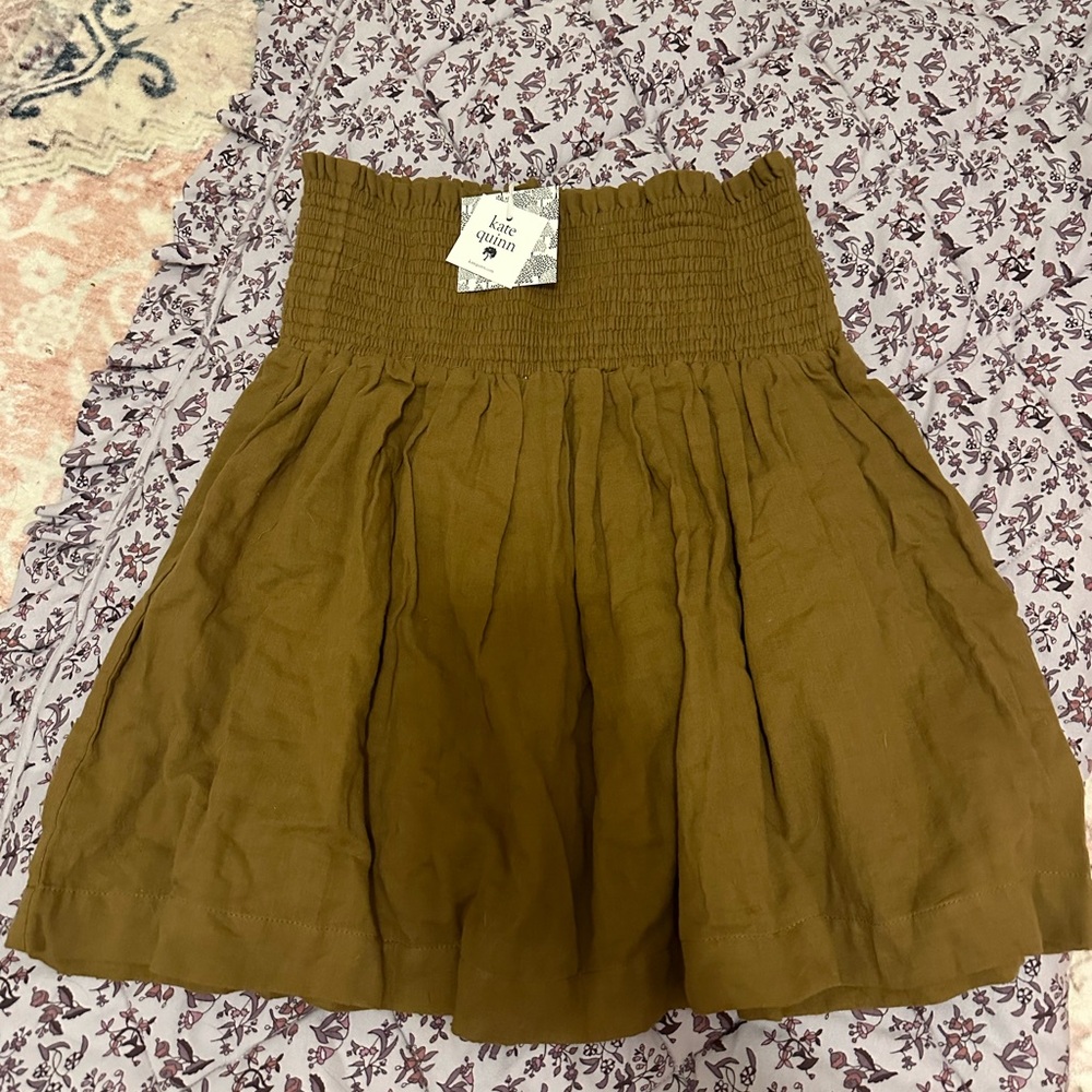 Kate Quinn Brown Smocked Waist Skirt